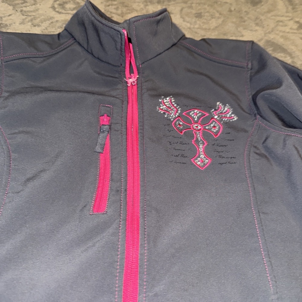 Cowgirl Hardware Jacket Youth Girls Sz XL X-large Gray Bling - Picture 2 of 7